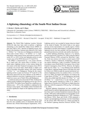 A Lightning Climatology of the South-West Indian Ocean