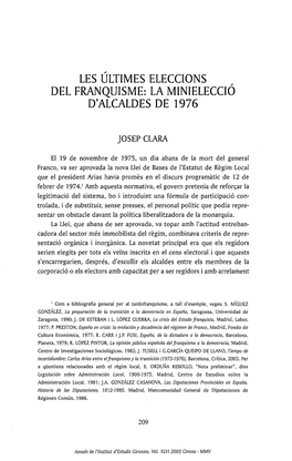 Les Ultimes Eleccions Del Franquisme: La Minielecció D'alcaldes De 1976