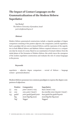 The Impact of Contact Languages on the Grammaticalization of the Modern Hebrew Superlative