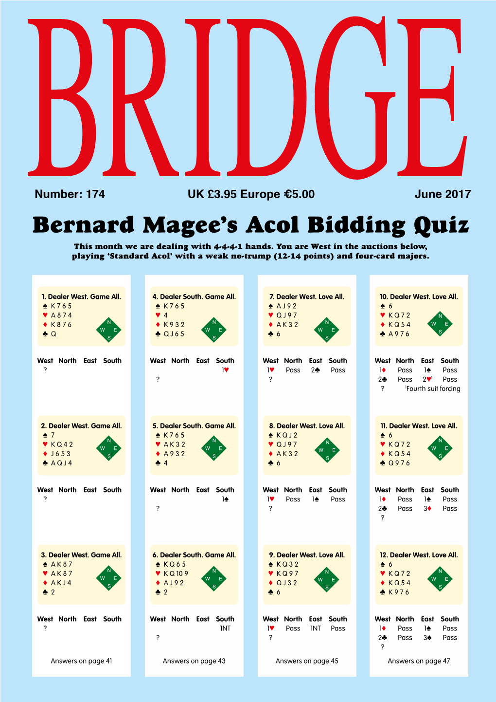 Bernard Magee's Acol Bidding Quiz