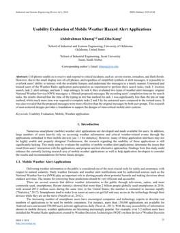 Usability Evaluation of Mobile Weather Hazard Alert Applications