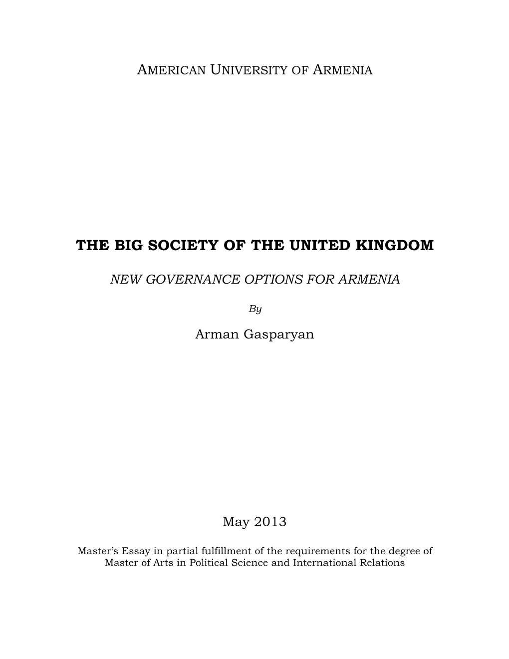The Big Society of the United Kingdom