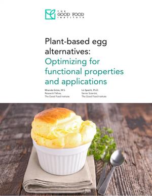 Plant-Based Egg Alternatives: Optimizing for Functional Properties and Applications