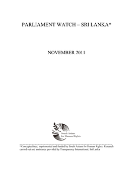 Parliament Watch – Sri Lanka*