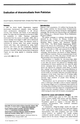 Eradication of Dracunculiasis from Pakistan