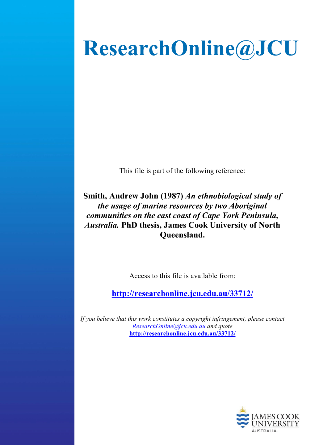 An Ethnobiological Study of the Usage of Marine Resources by Two Aboriginal Communities on the East Coast of Cape York Peninsula, Australia