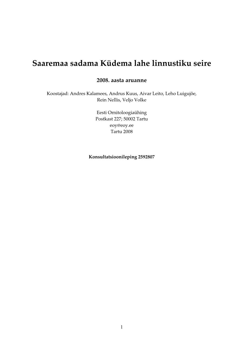 Saaremaa Sadama Küdema Lahe Linnustiku Seire