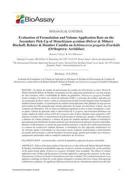 Evaluation of Formulation and Volume Application Rate on the Secondary