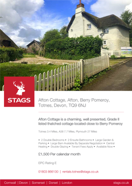Afton Cottage, Afton, Berry Pomeroy, Totnes, Devon, TQ9 6NJ