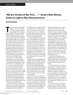 “We Are Victims of Our Past . . .”—Israel's Dark History Comes To