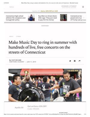Make Music Day to Ring in Summer with Hundreds of Live, Free Concerts on the Streets of Connecticut - Hartford Courant