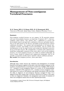 Management of Non-Contiguous Vertebral Fractures 101