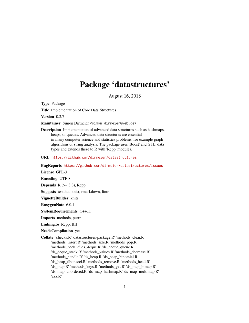 Package 'Datastructures'