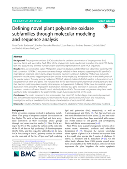 Defining Novel Plant Polyamine Oxidase Subfamilies Through