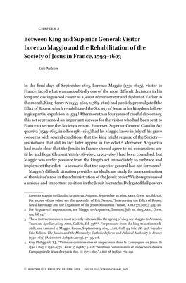 Visitor Lorenzo Maggio and the Rehabilitation of the Society of Jesus in France, 1599–1603