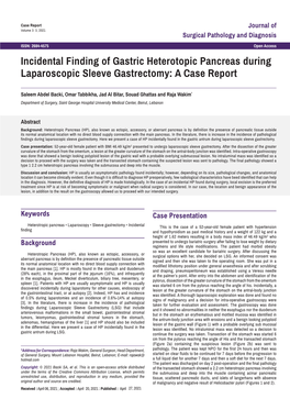 Incidental Finding of Gastric Heterotopic Pancreas During Laparoscopic Sleeve Gastrectomy: a Case Report