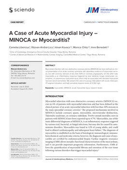 A Case of Acute Myocardial Injury – MINOCA Or Myocarditis?