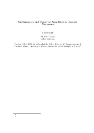On Symmetry and Conserved Quantities in Classical Mechanics
