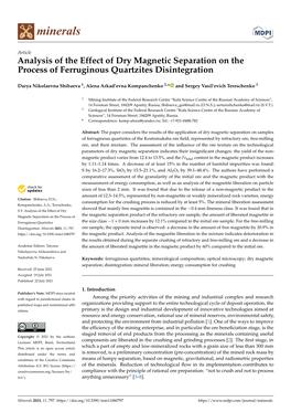 Analysis of the Effect of Dry Magnetic Separation on the Process of Ferruginous Quartzites Disintegration