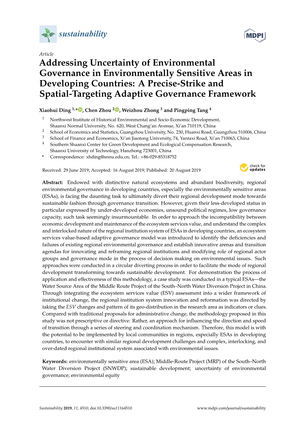 Addressing Uncertainty of Environmental Governance