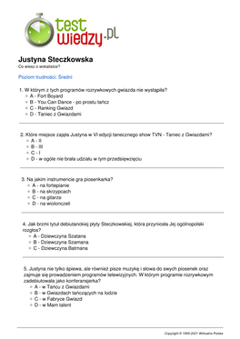 Justyna Steczkowska Co Wiesz O Wokalistce?