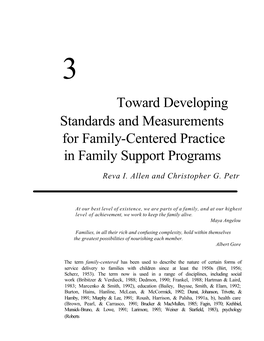 Toward Developing Standards and Measurements for Family-Centered Practice in Family Support Programs