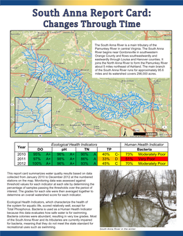 South Anna Report Card: Changes Throughthe South Anna Rivertime Is a Main Tributary of the Pamunkey River in Central Virginia