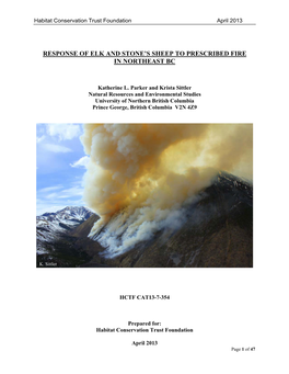 Response of Elk and Stone's Sheep to Prescribed Fire In