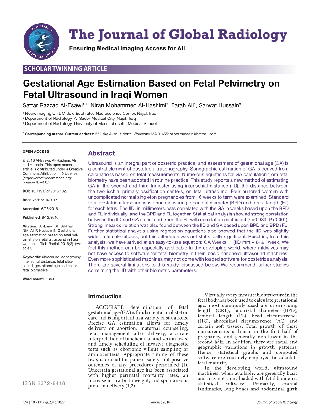 Gestational Age Estimation Based on Fetal Pelvimetry on Fetal Ultrasound