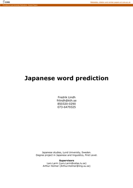 Japanese Word Prediction