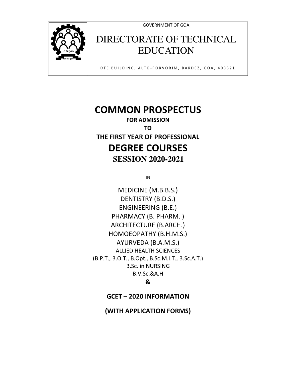 Common Prospectus Degree Courses