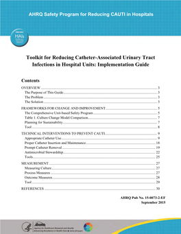 Toolkit for Reducing CAUTI in Hospital Units: Implementation Guide