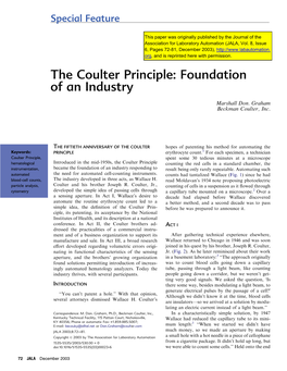 The Coulter Principle: Foundation of an Industry