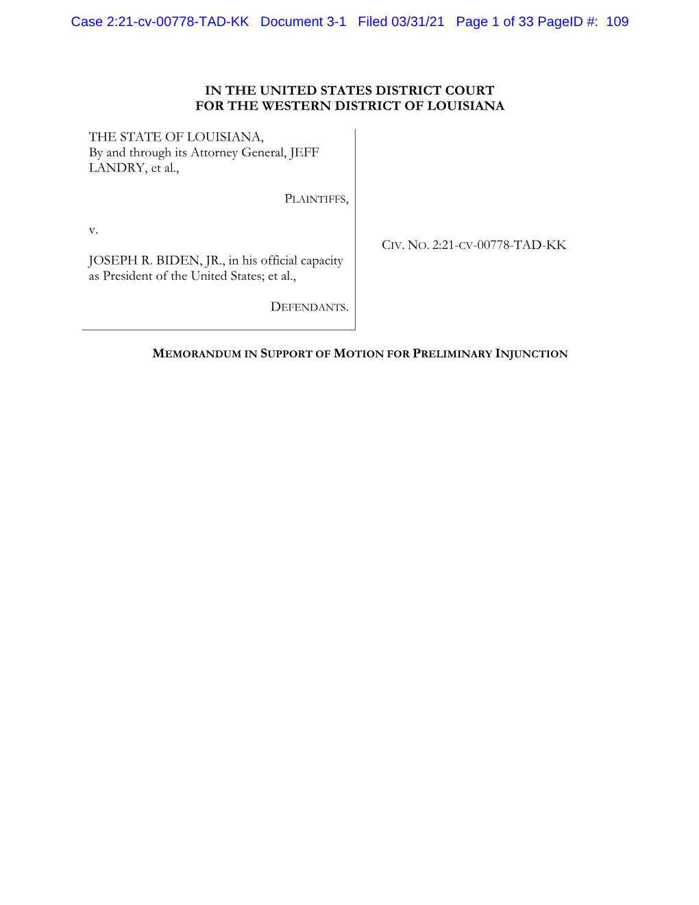 In the United States District Court for the Western District of Louisiana