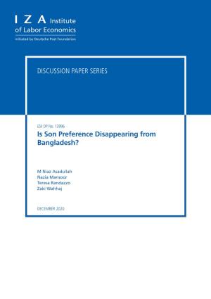 Is Son Preference Disappearing from Bangladesh?