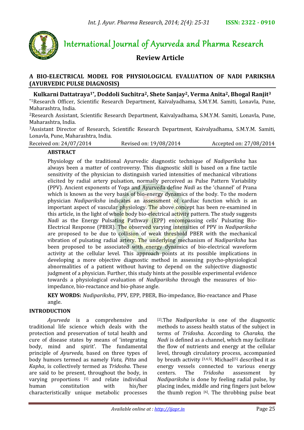 Ayurvedic Pulse Diagnosis