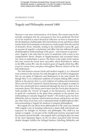 Tragedy and Philosophy Around 1800