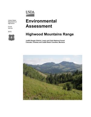 Highwood Mountains Range Analysis Project Area on Those Resources Affected by Implementation