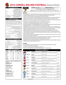 2015 CORNELL BIG RED FOOTBALL Game Notes