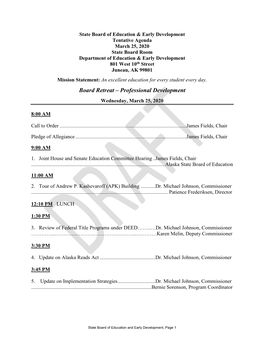 State Board of Education and Early Development March Packet