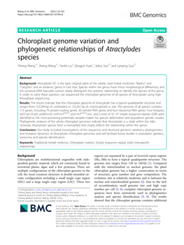 Chloroplast Genome Variation and Phylogenetic Relationships of Atractylodes Species