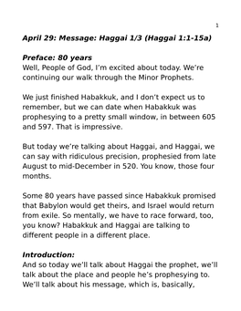 Haggai 1/3 (Haggai 1:1-15A)