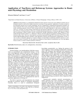 Application of Top-Down and Bottom-Up Systems Approaches in Rumi- Nant Physiology and Metabolism