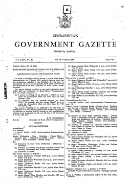 GOVERNMENT GAZETTE Published by Authority