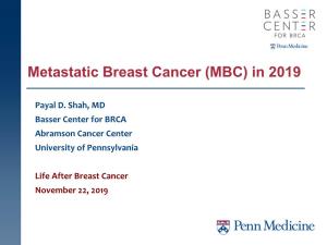 Metastatic Breast Cancer (MBC) in 2019
