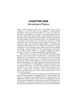 CHAPTER ONE Introductory Matters