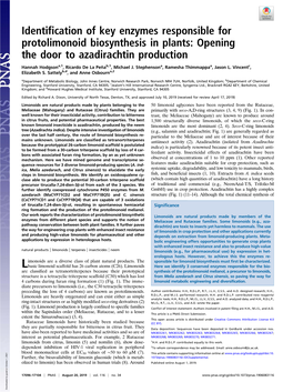 Opening the Door to Azadirachtin Production