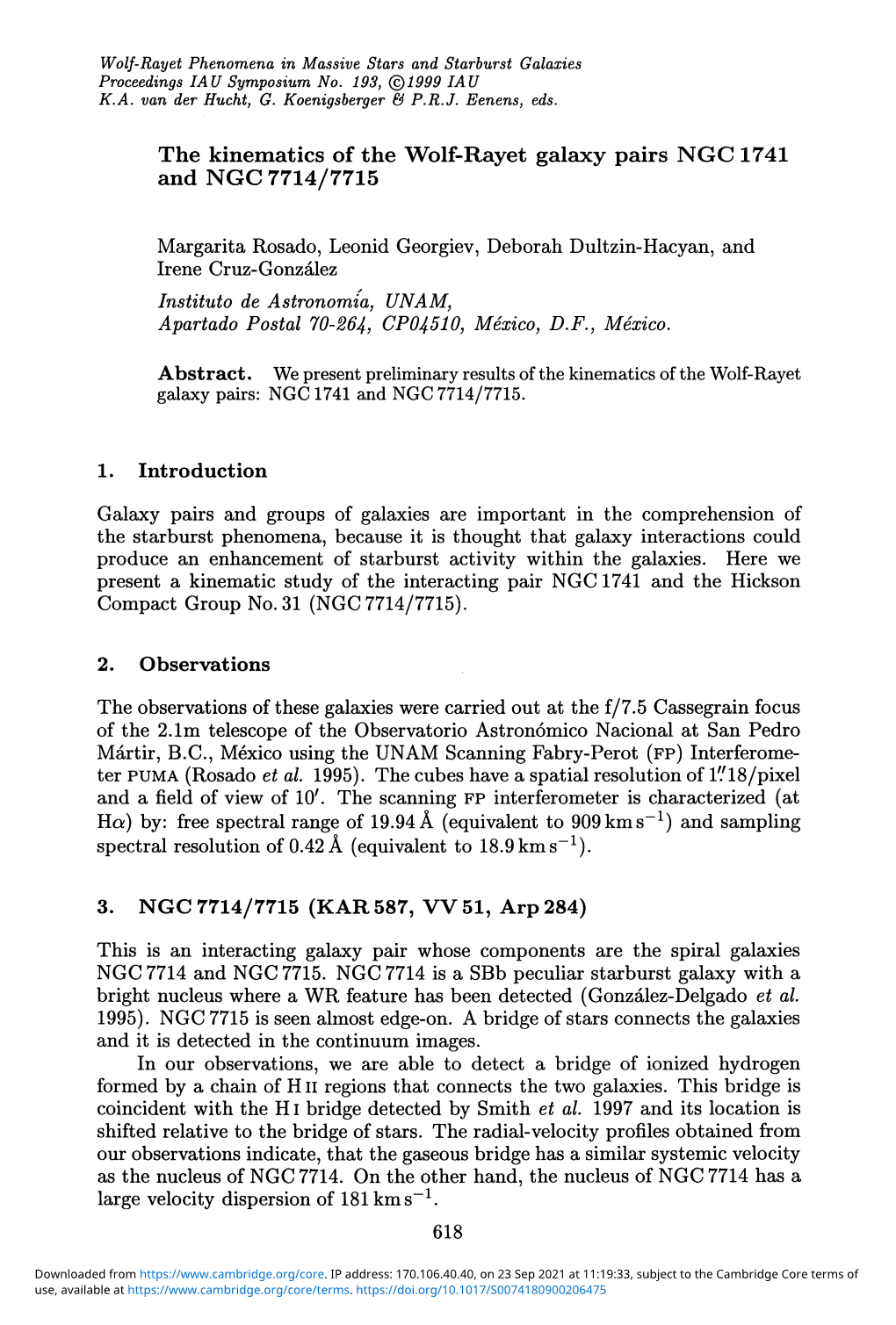 The Kinematics of the Wolf-Rayet Galaxy Pairs NGC 1741 and NGC 7714/7715