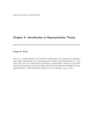 Chapter 4: Introduction to Representation Theory