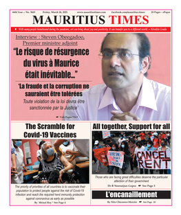 Unwind Mauritius Times Friday, March 26 , 2021 13